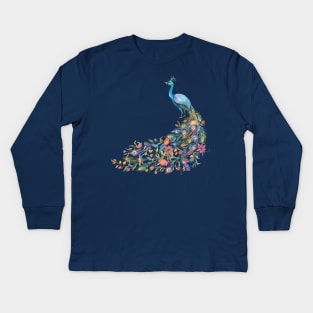 Peacock Watercolor Beauty Feather Kids Long Sleeve T-Shirt